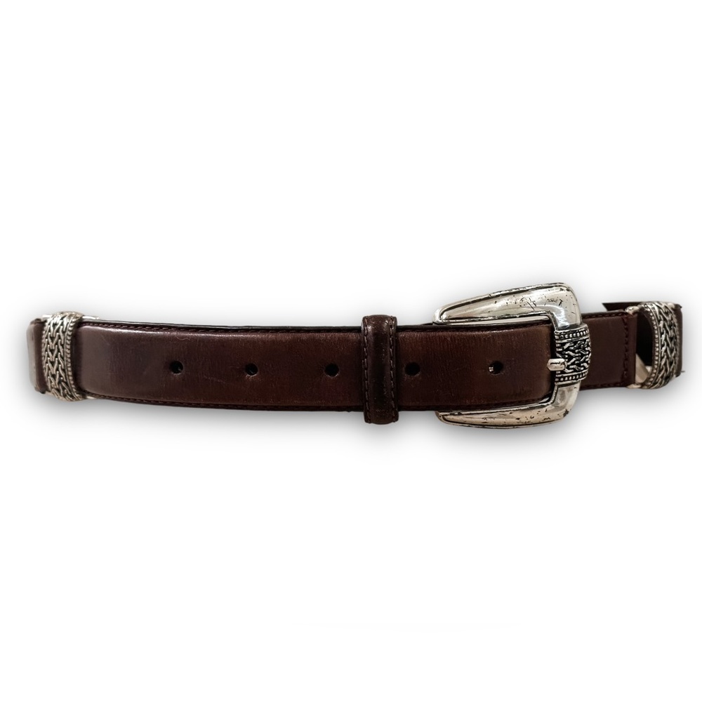 Vintage 1998 Fossil Brown Belt Silver Hardware Buckle Size S BT7782